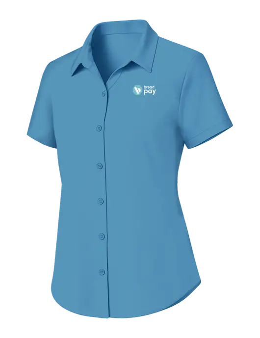 Womens Carolina Blue Short Sleeve UV Dockside Shirt w/Bread Pay Logo
