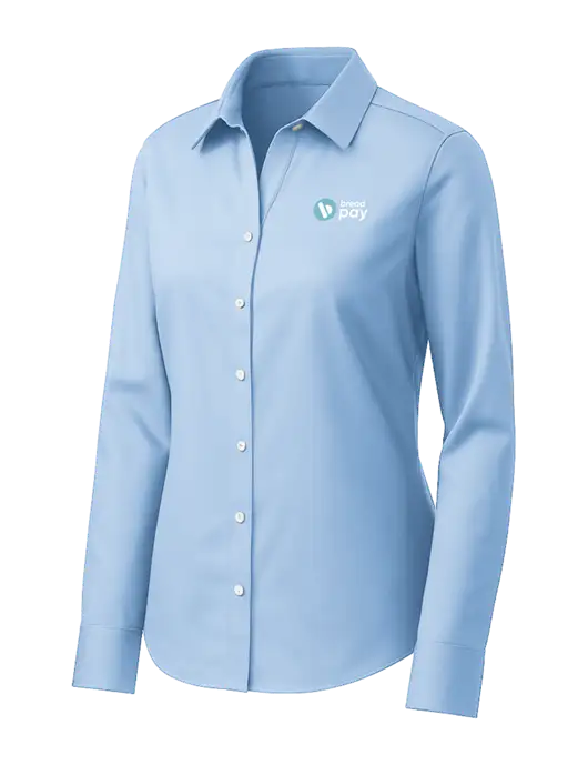 Brooks Brothers Womens Light Blue Wrinkle-Free Stretch Pinpoint Shirt w/Bread Pay Logo
