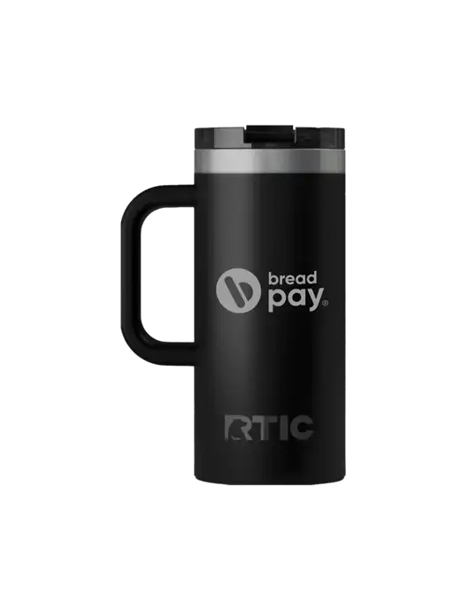 RTIC Road Trip 16 oz Black Travel Mug w/Bread Pay Logo