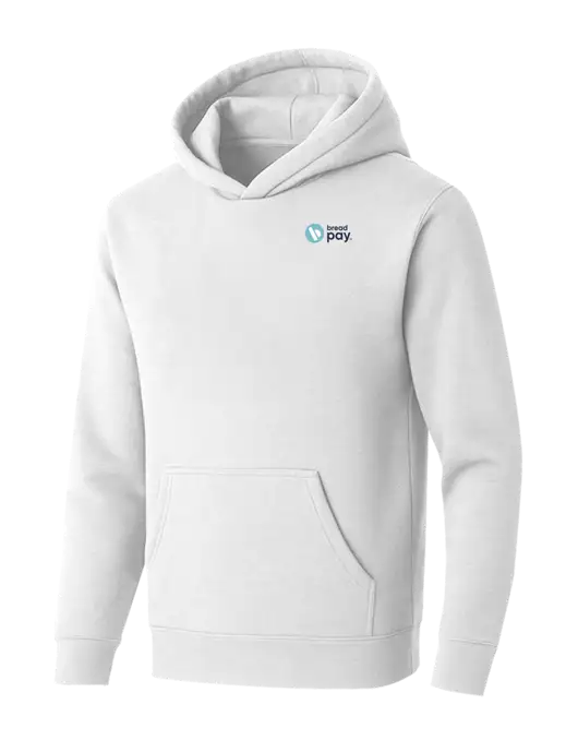 BELLA+CANVAS White Sponge Fleece Pullover Hoodie w/Bread Pay Logo