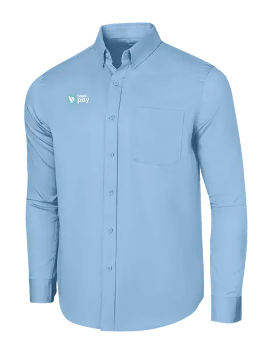 Long Sleeve Light Blue Superpro React Twill Shirt w/Bread Pay Logo