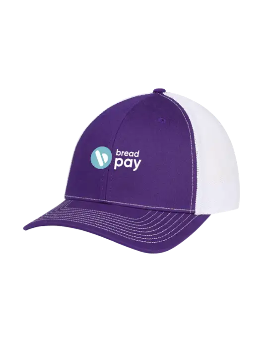 Richardson Adjustable Snapback Original 112 Trucker Cap Purple w/White Mesh w/Bread Pay Logo
