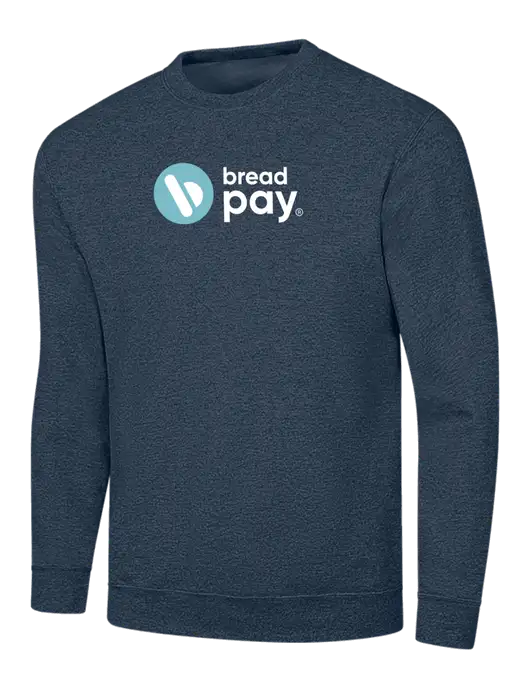 Heather Navy 7.8 oz Ring Spun Crew Sweatshirt w/Bread Pay Logo