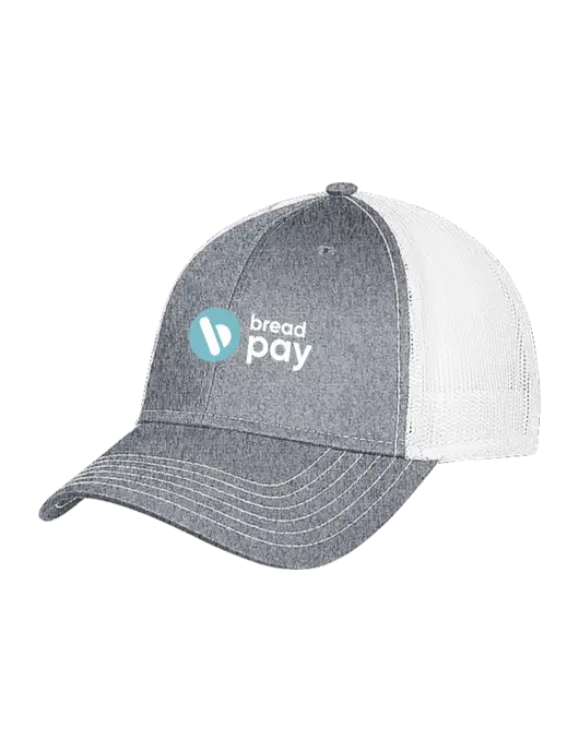 Medium Grey Heather/White Mesh Trucker Cap Snap Back w/Bread Pay Logo