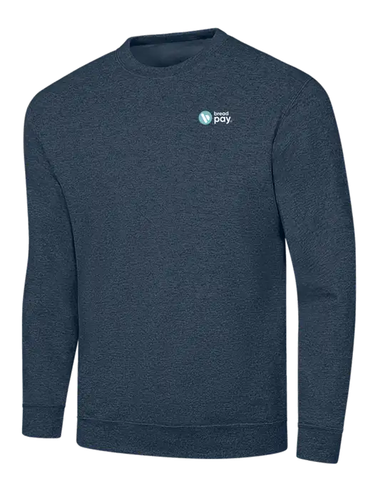 Heather Navy 7.8 oz Ring Spun Crew Sweatshirt w/Bread Pay Logo